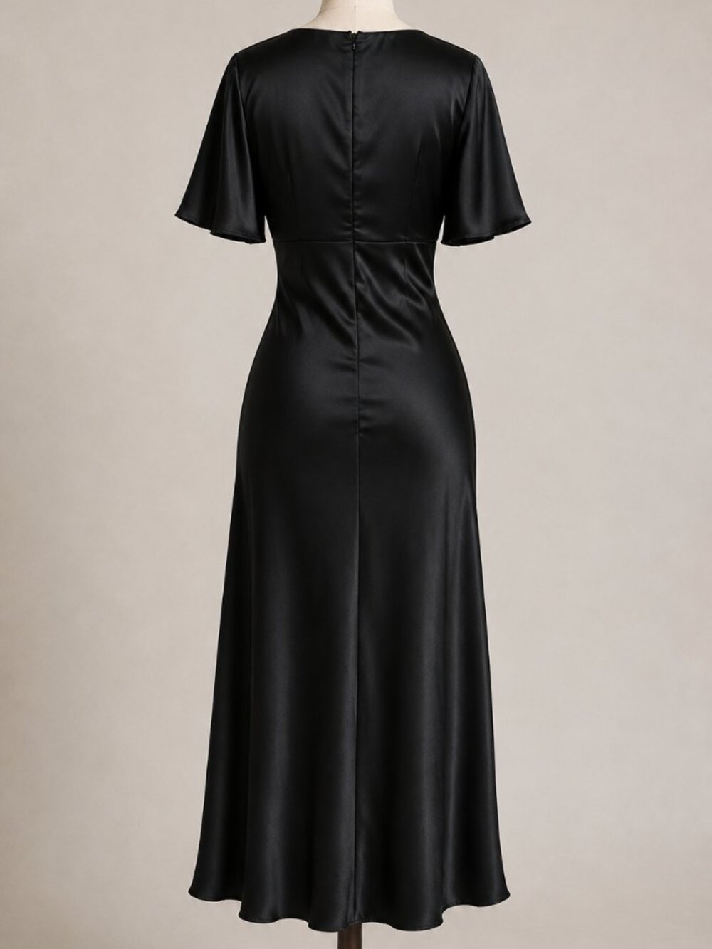 Showpo. Black Satin Bias Cut Midi Slip Dress Whimsigoth Dark Romantic NWT - Picture 3 of 5